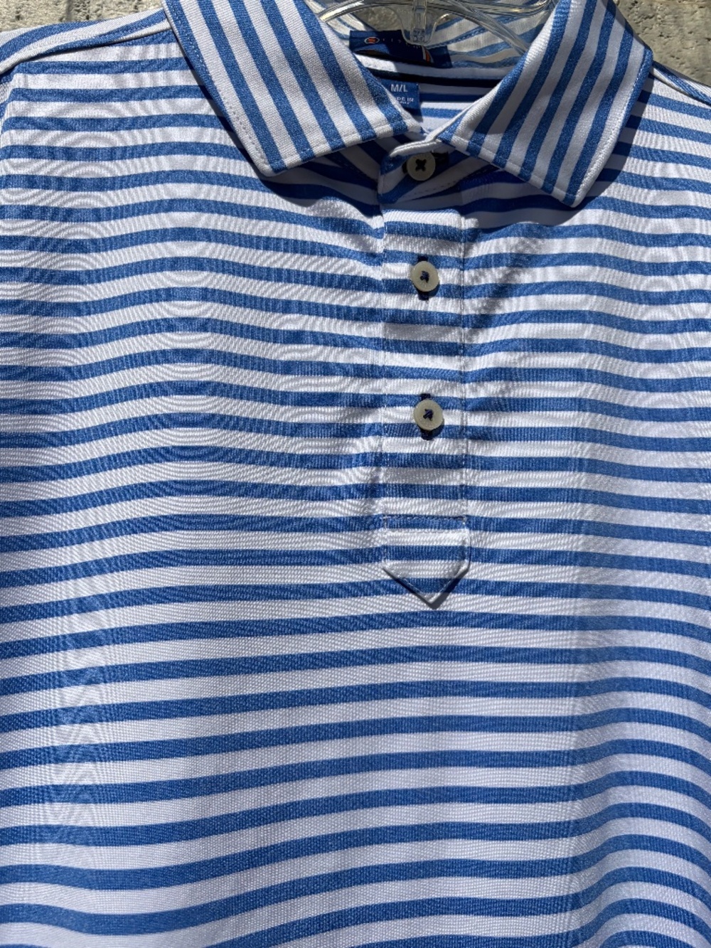 Stitch polo shirt short sleeve Damon stripe blue white M/L